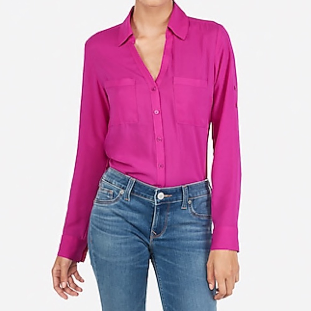 Express hot pink Portofino button up